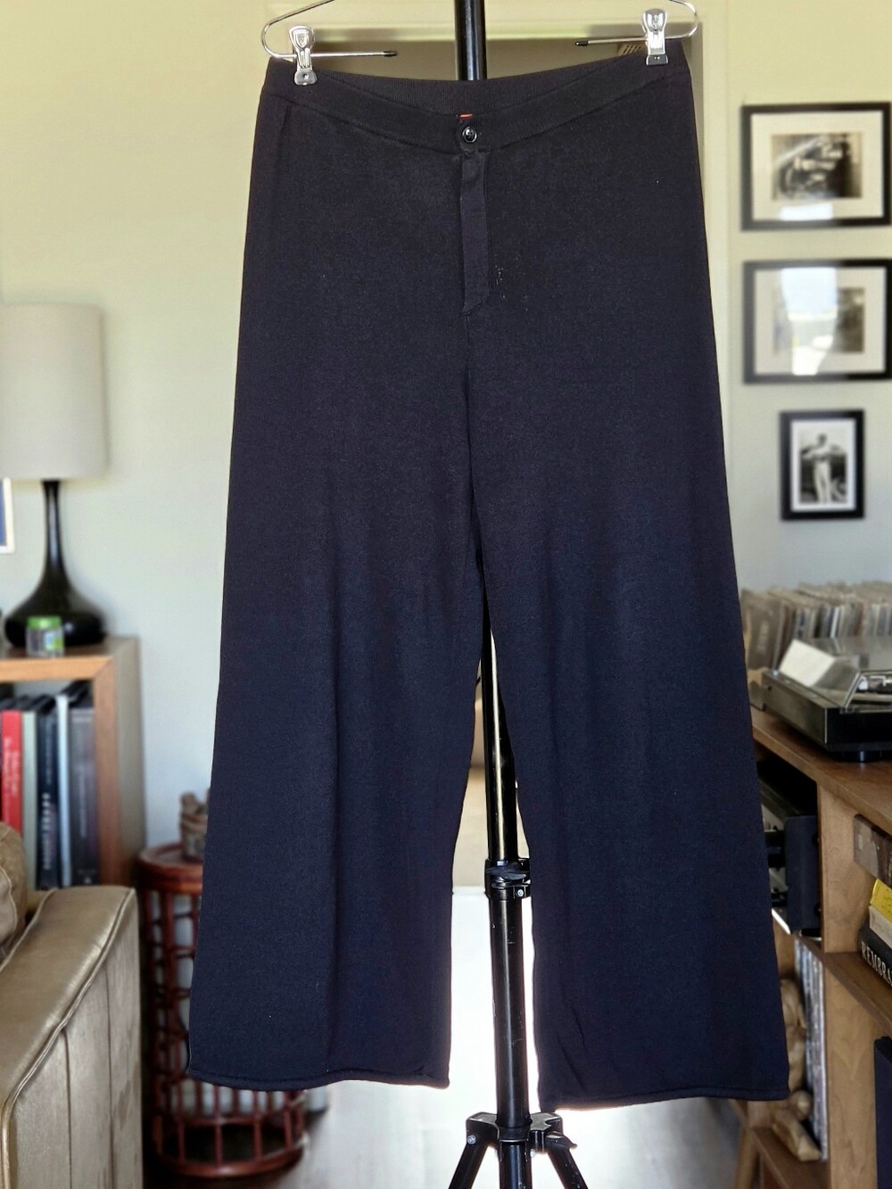 Simon Miller Cropped Jabber Pant - Wide-Leg Knit Black Pants